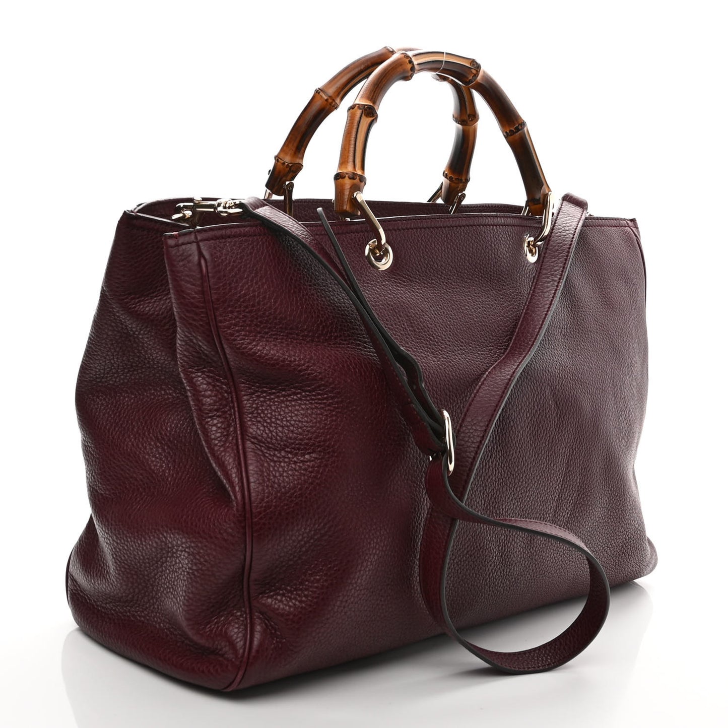 Calfskin Large Bamboo Shopper Tote Burgundy