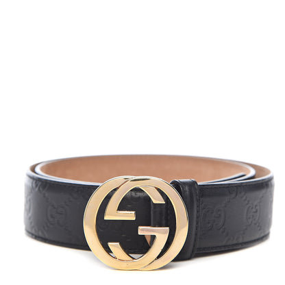 Gucci Guccissima Signature Interlocking G 37mm Belt 85 34 Black 1 of 9