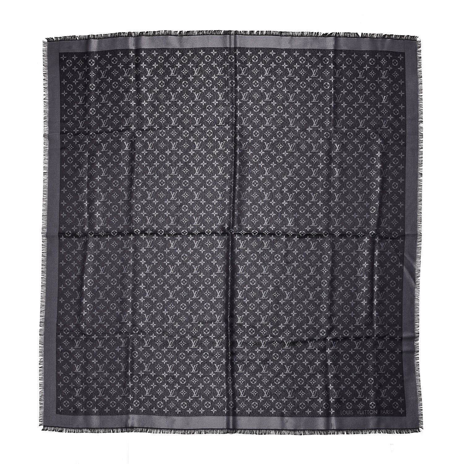 Louis Vuitton Silk Lurex Wool Monogram Shine Shawl Black 1 of 5
