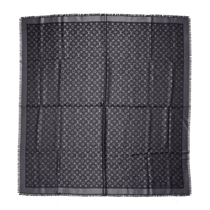 Louis Vuitton Silk Lurex Wool Monogram Shine Shawl Black 1 of 5