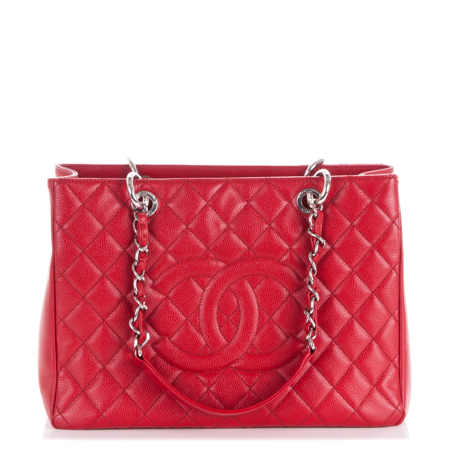 Chanel Caviar Quilted Grand Shopping Tote GST Red 1 of 7