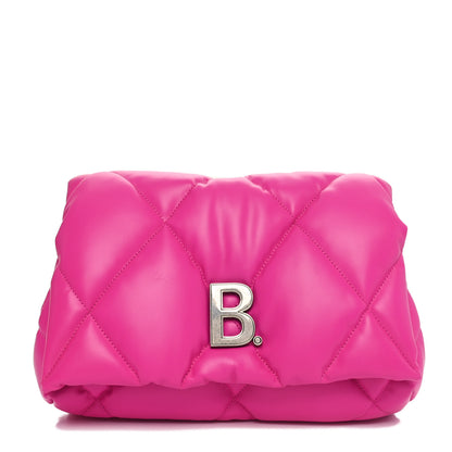 Balenciaga Nappa Calfskin Quilted Touch B Puffy Clutch Fuchsia 1 of 10