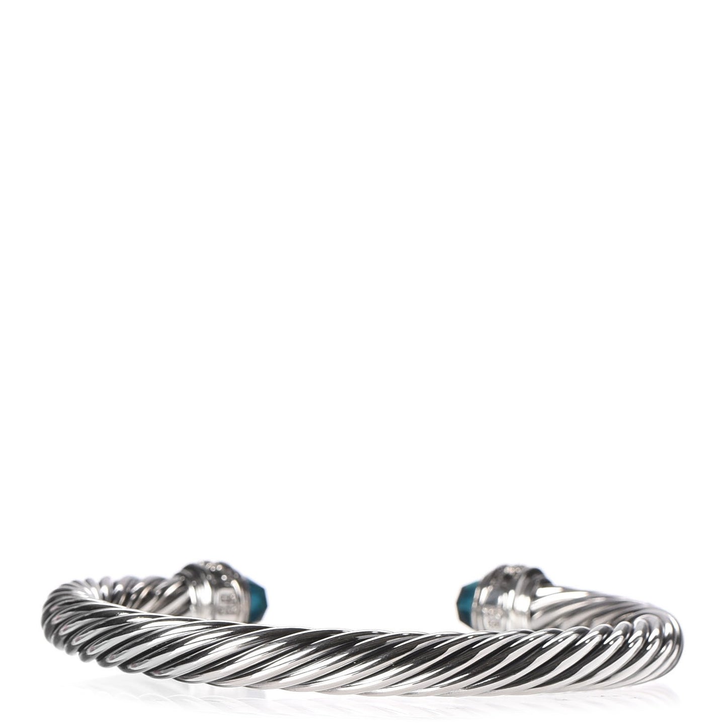 Sterling Silver Diamond Hampton Blue Topaz 7mm Cable Classics Bracelet