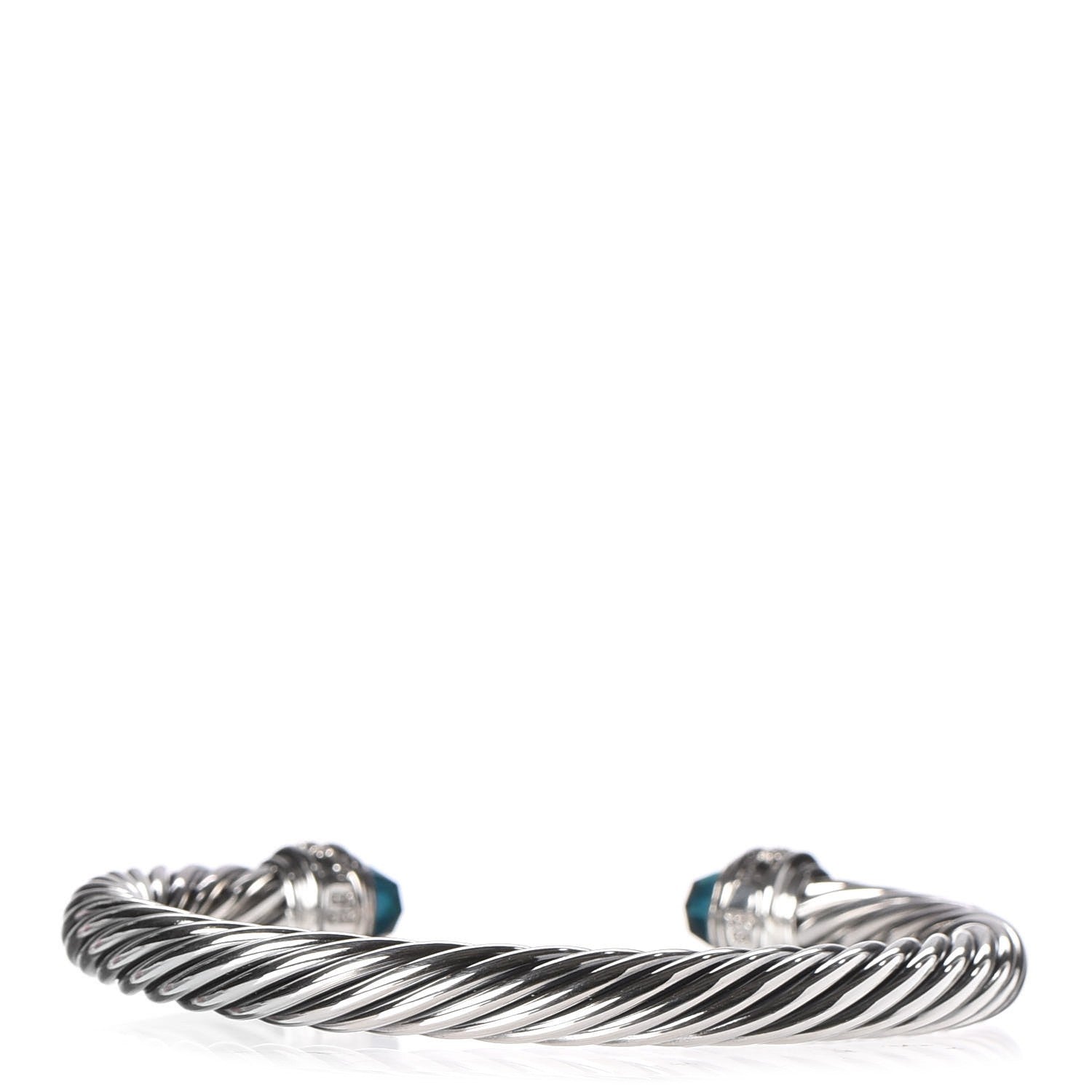 David Yurman Sterling Silver Diamond Hampton Blue Topaz 7mm Cable Classics Bracelet 3 of 5