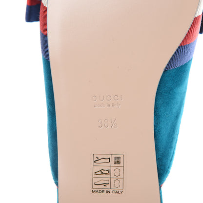 Gucci Velvet Sylvie Bow Slippers 38.5 Pavone 8 of 9
