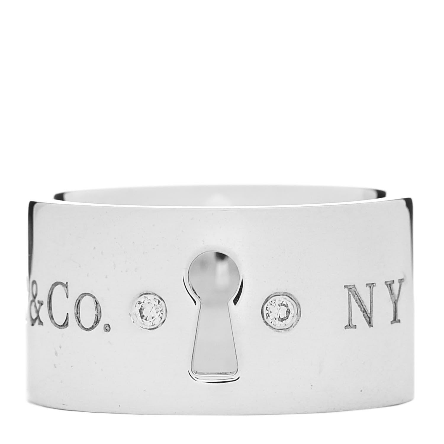 Tiffany Sterling Silver Diamond Wide Locks Band Ring 47 4 1 of 4