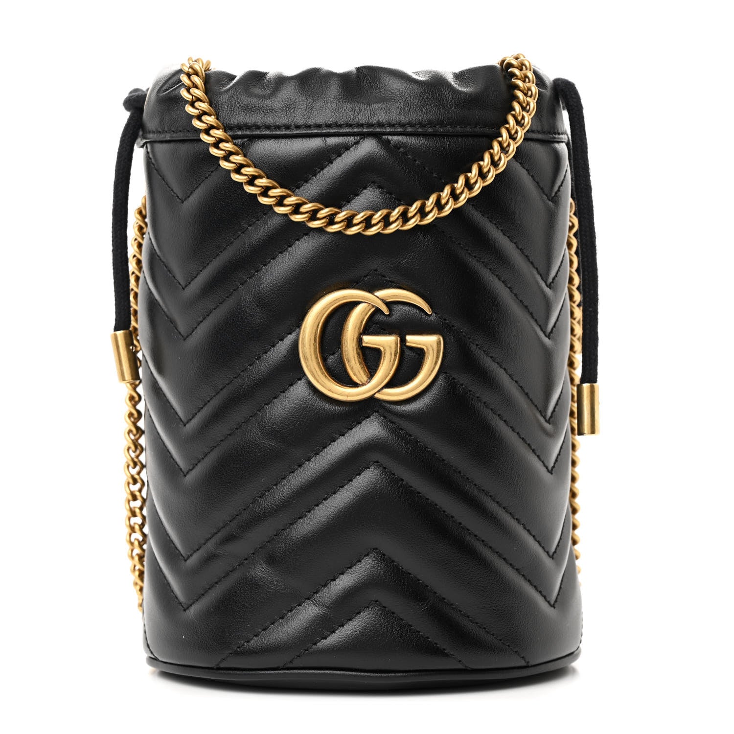 Gucci Calfskin Matelasse Mini GG Marmont 2.0 Bucket Bag Black 1 of 11