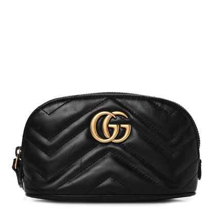 Gucci Calfskin Matelasse GG Marmont Pouch Cosmetic Case Black 1 of 14