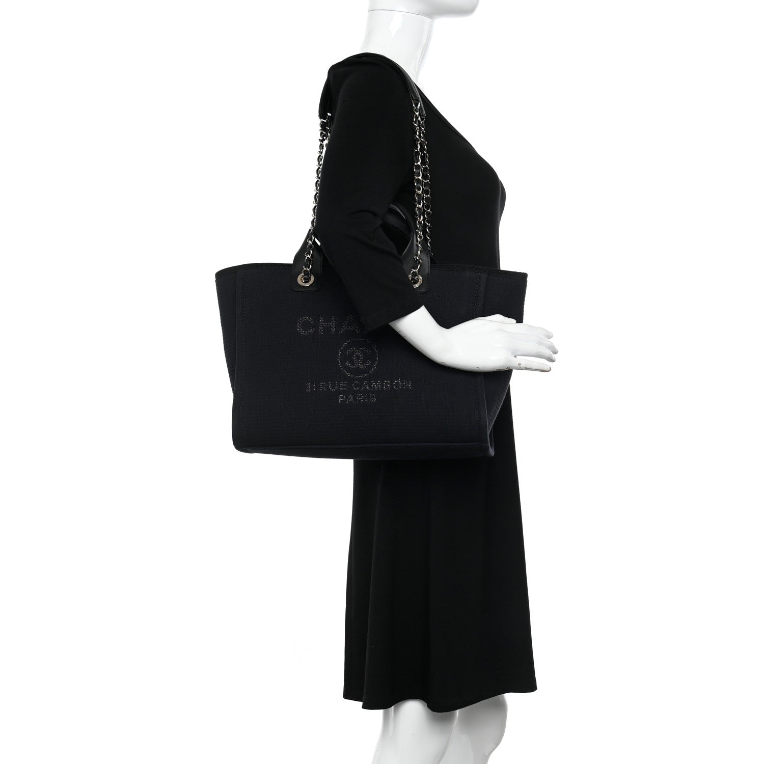 Chanel Mixed Fibers Small Deauville Tote Black 2 of 11