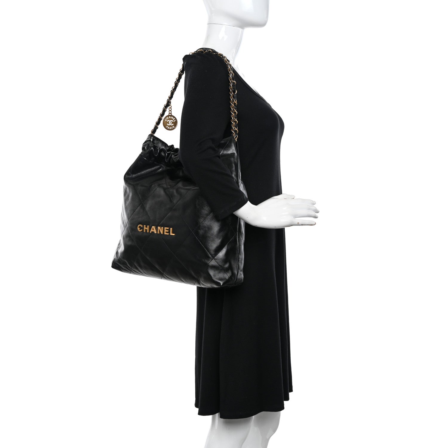 Chanel Shiny Calfskin Quilted Chanel 22 Black 2 of 12