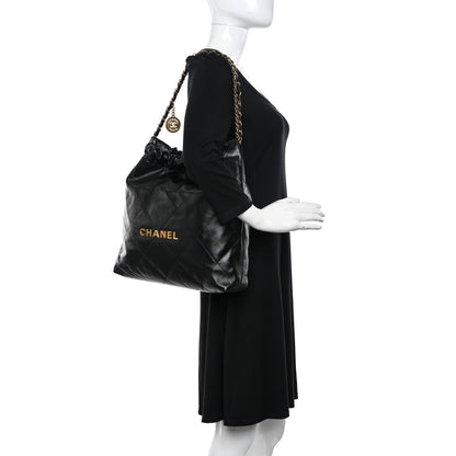 Chanel Shiny Calfskin Quilted Chanel 22 Black 2 of 12