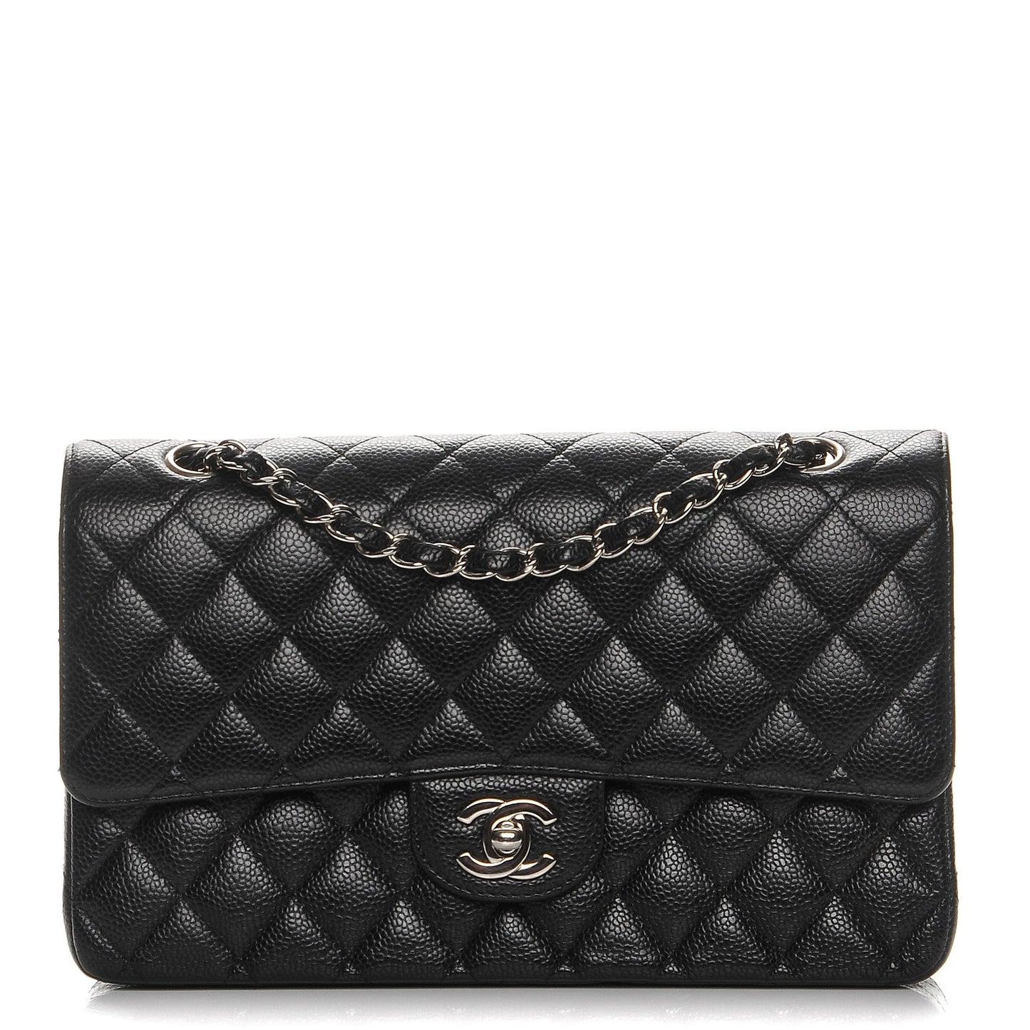 Caviar Quilted Medium Double Flap Black