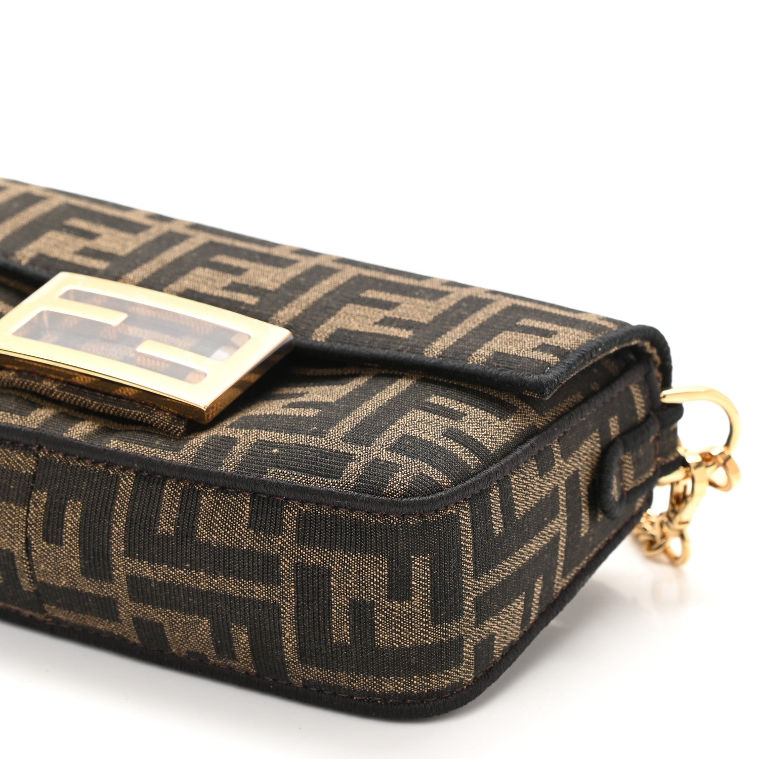 Fendi Fabric Jacquard FF 1974 Mini Baguette Tobacco Moro Black 10 of 10