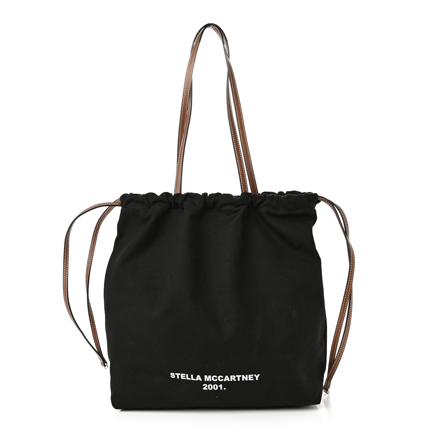 Canvas Printed Drawstring Tote Bag Black