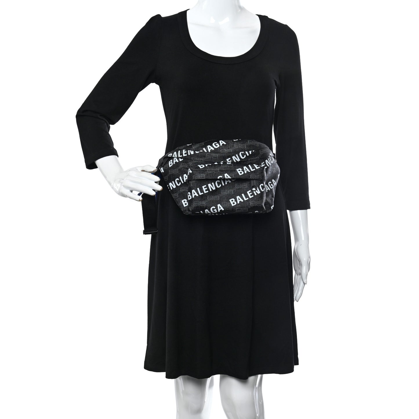 Coated Canvas BB Monogram Allover Logo Medium Signature Beltpack Black Grey White