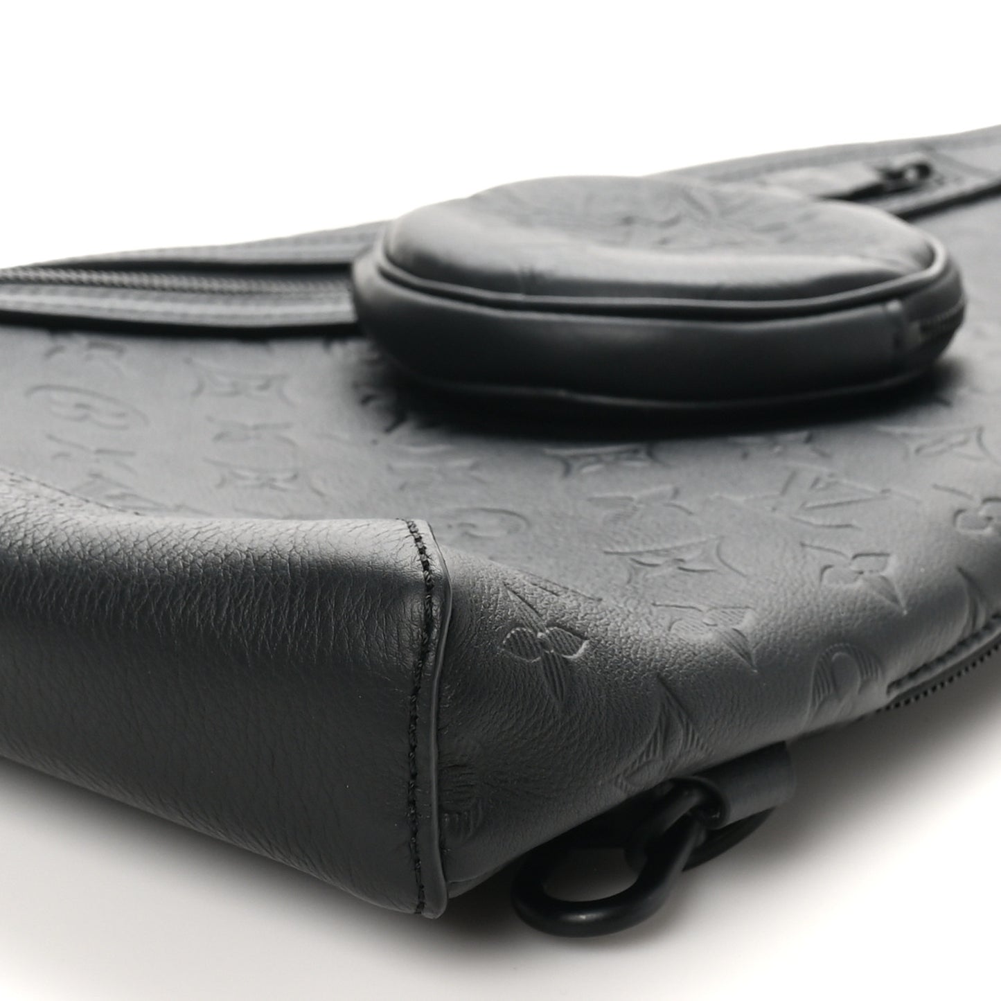 Calfskin Shadow Monogram Duo Slingbag Black