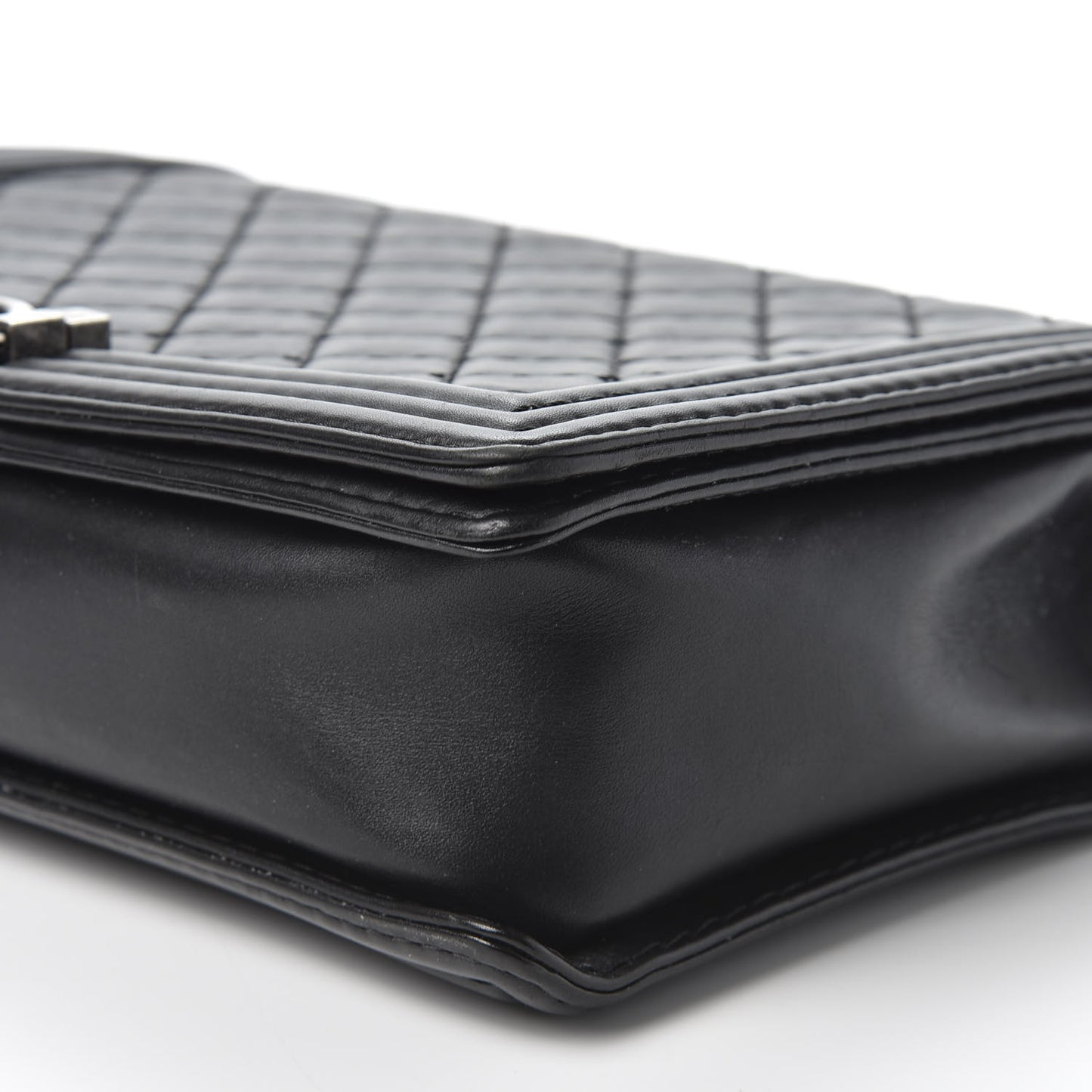 Lambskin Quilted Large Boy Flap Black