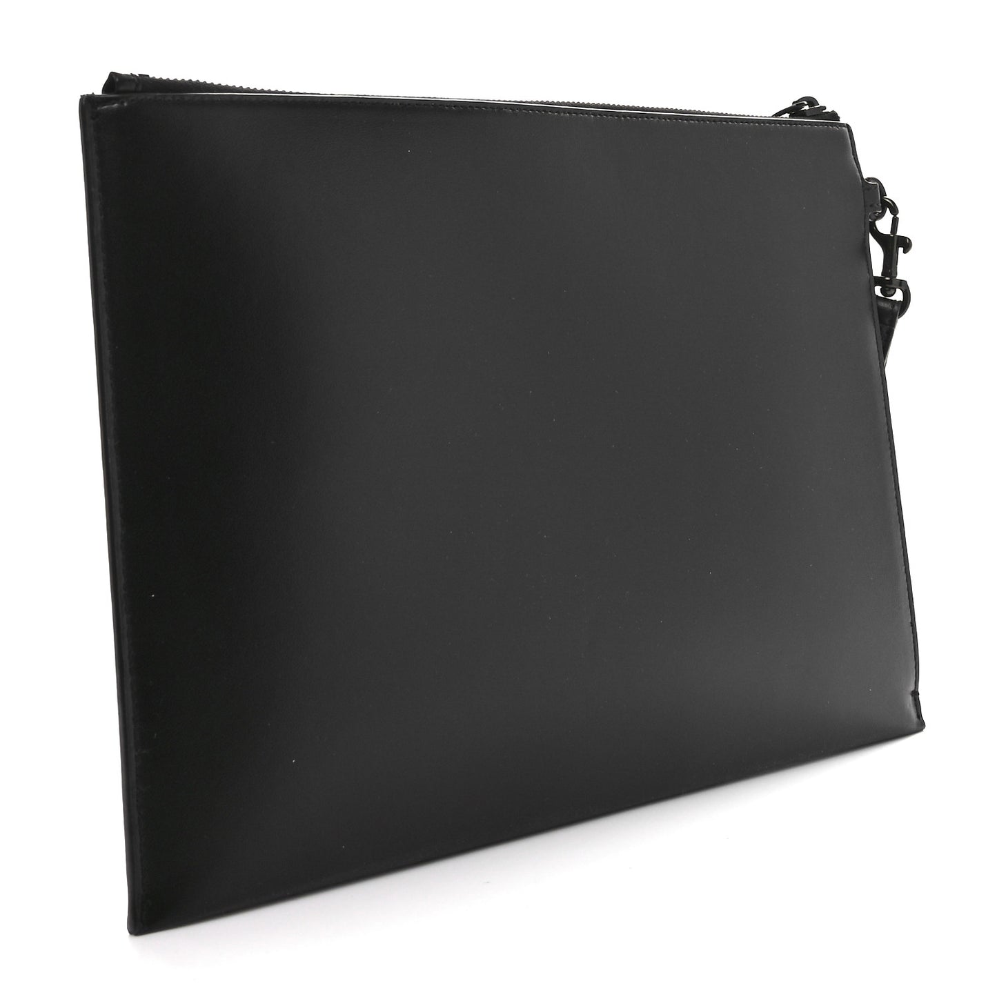 Shiny Calfskin Monogram Zipped Tablet Holder Black