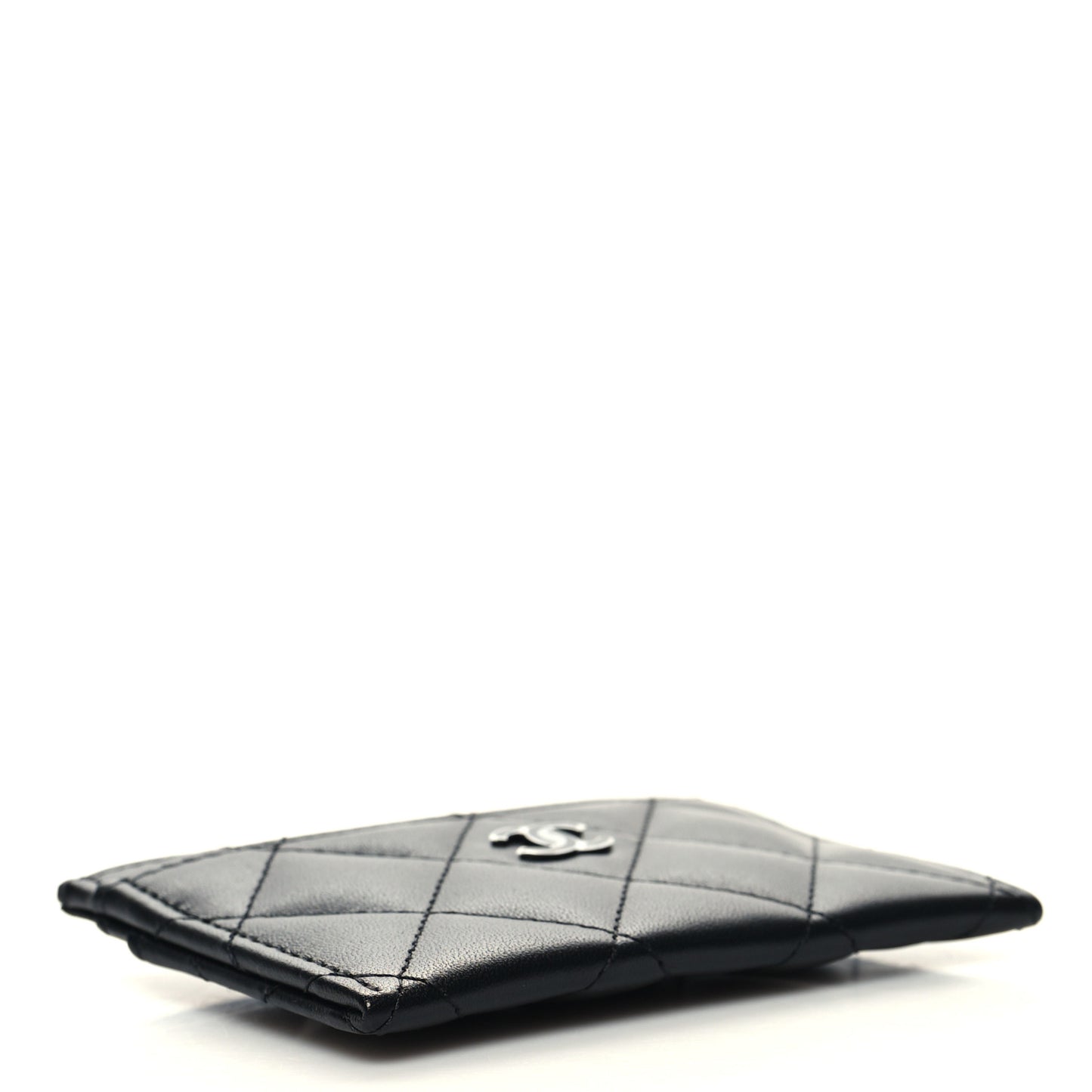 Lambskin Quilted Card Holder Black