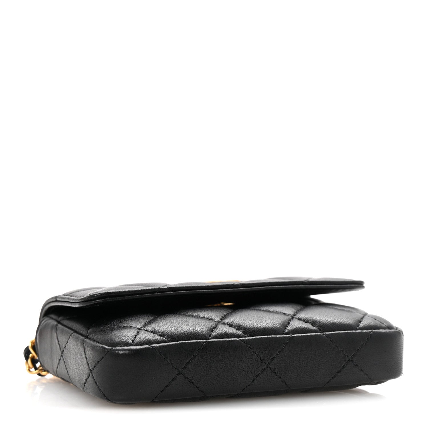 Chanel Lambskin Enamel Quilted Coco Hearts Clutch With Chain Black 4 of 12
