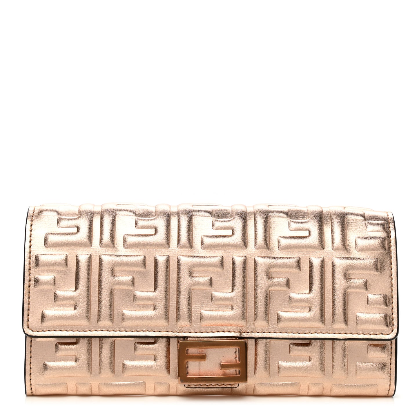 Vitello Laminato FF 1974 Embossed Continental Wallet Rame