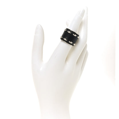 Louis Vuitton Calfskin Ring M Black Silver 3 of 6