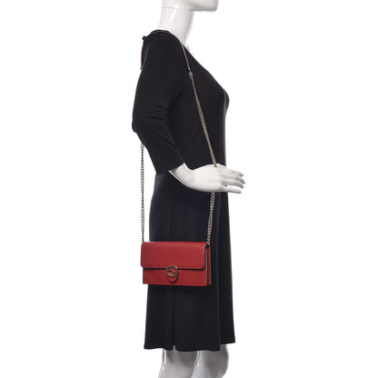 Gucci Dollar Calfskin Interlocking G Chain Wallet Red 2 of 9