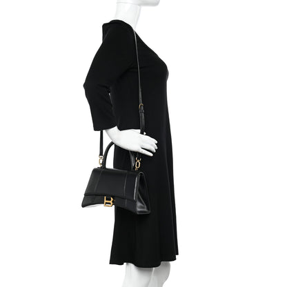 Balenciaga Shiny Box Calfskin Small Hourglass Top Handle Bag Black 2 of 9