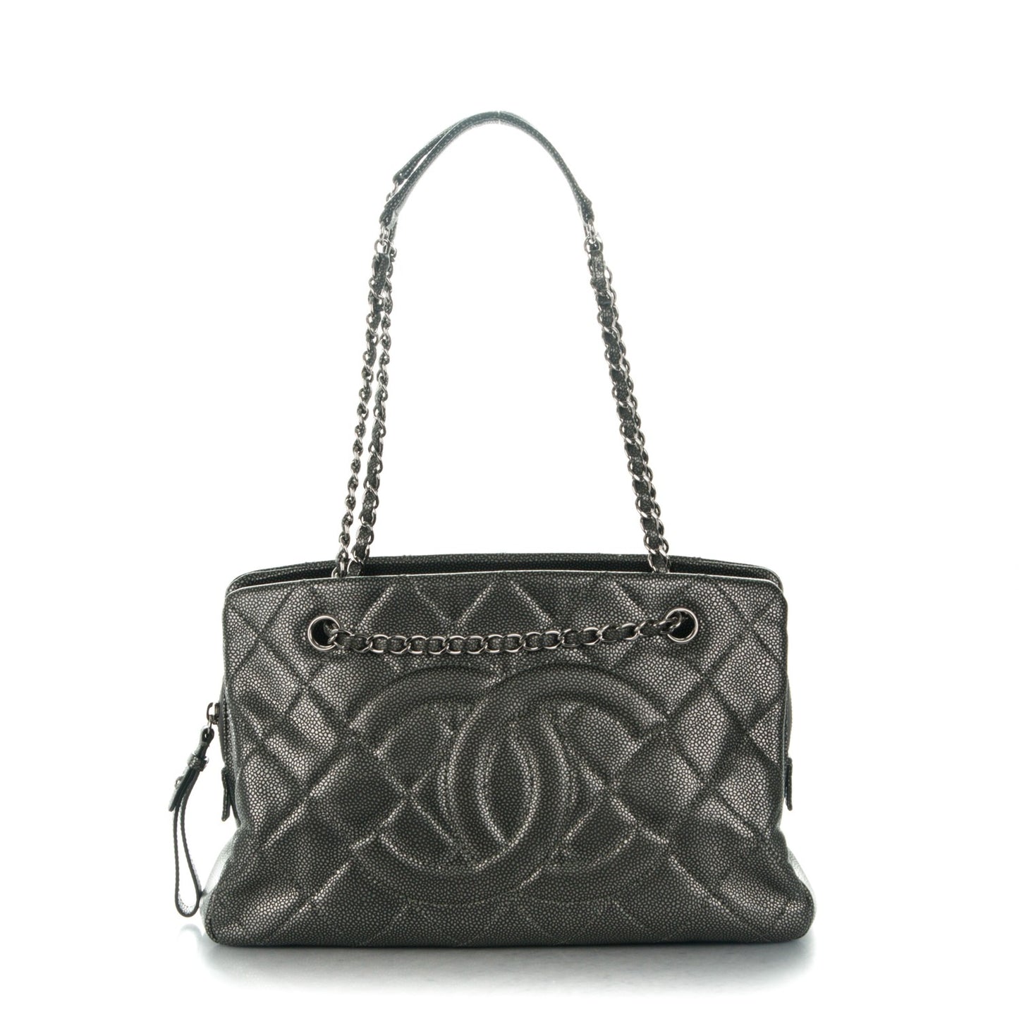 Caviar Quilted Timeless CC Tote Dark Silver