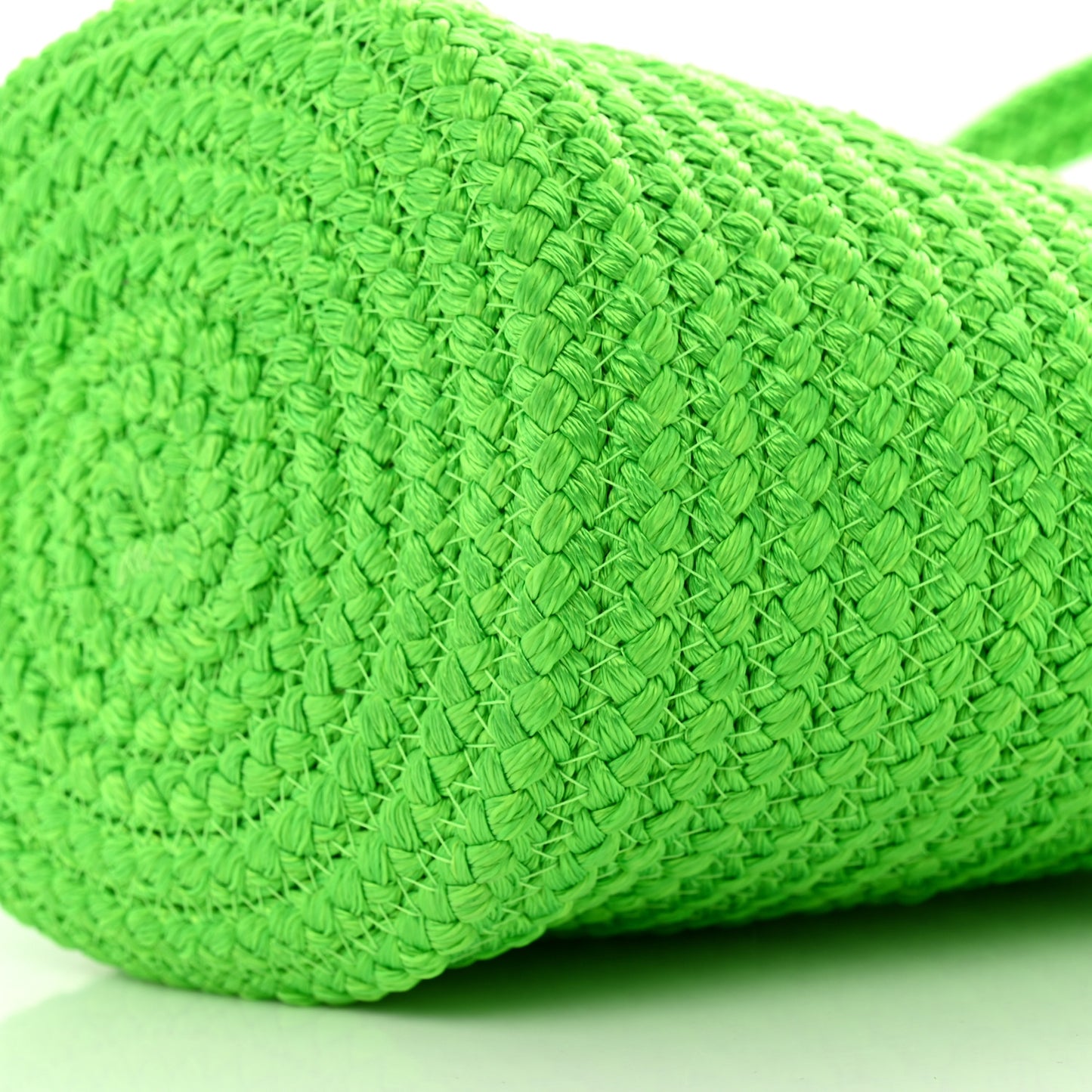Nylon Lambskin Woven Small Ibiza Basket With Strap Green