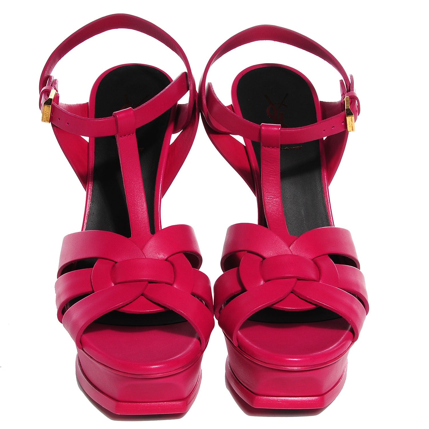 Saint Laurent Calfskin Tribute 105 Platform Sandals 39 Fuchsia 2 of 7