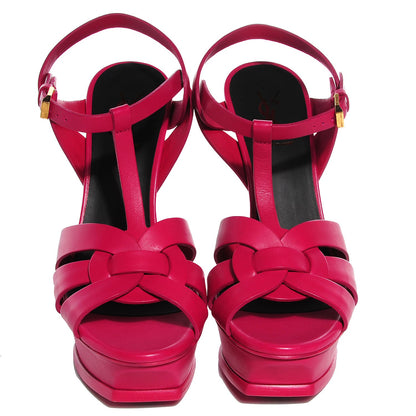 Saint Laurent Calfskin Tribute 105 Platform Sandals 39 Fuchsia 2 of 7