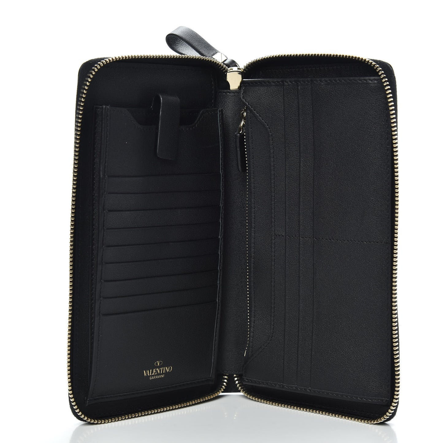 Vitello Rockstud Top Handle Travel Wallet Black
