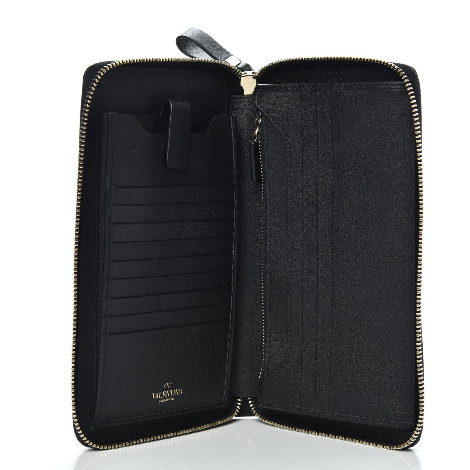 Valentino Garavani Vitello Rockstud Top Handle Travel Wallet Black 5 of 9
