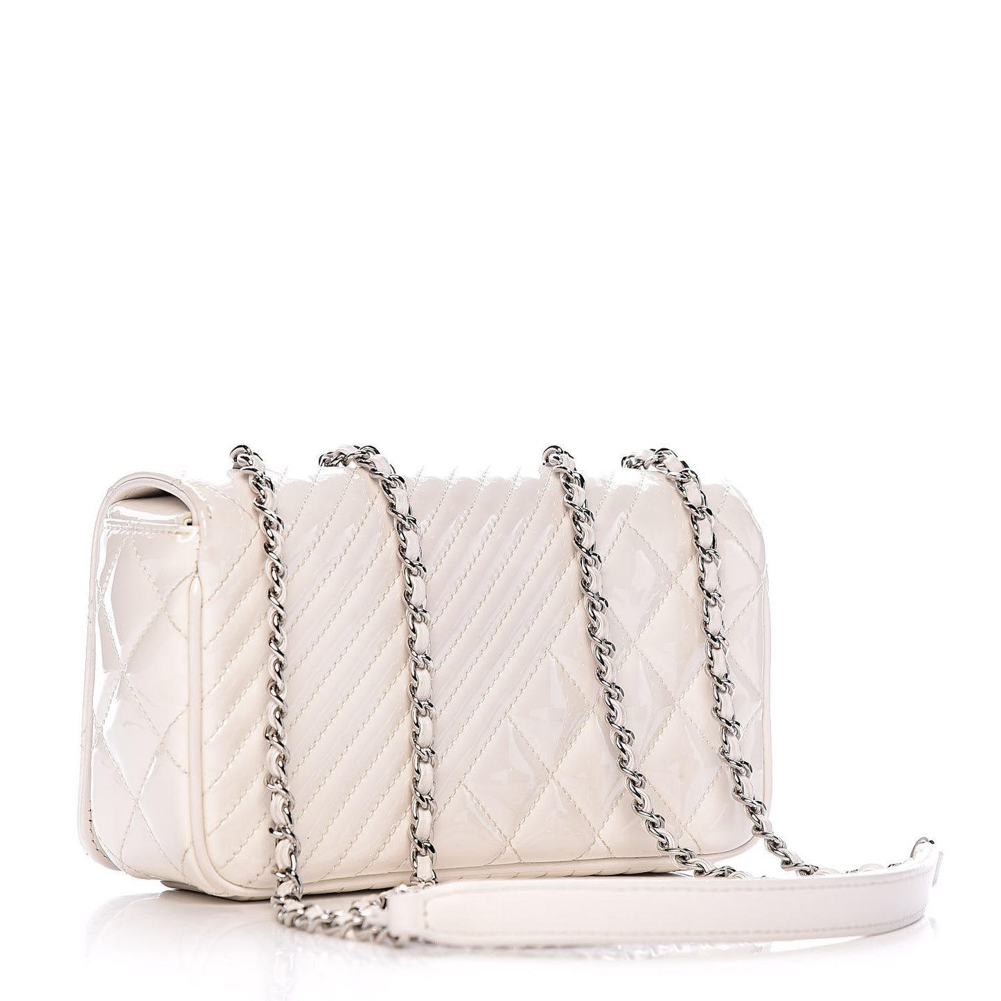 Patent Quilted Small Coco Boy Flap White