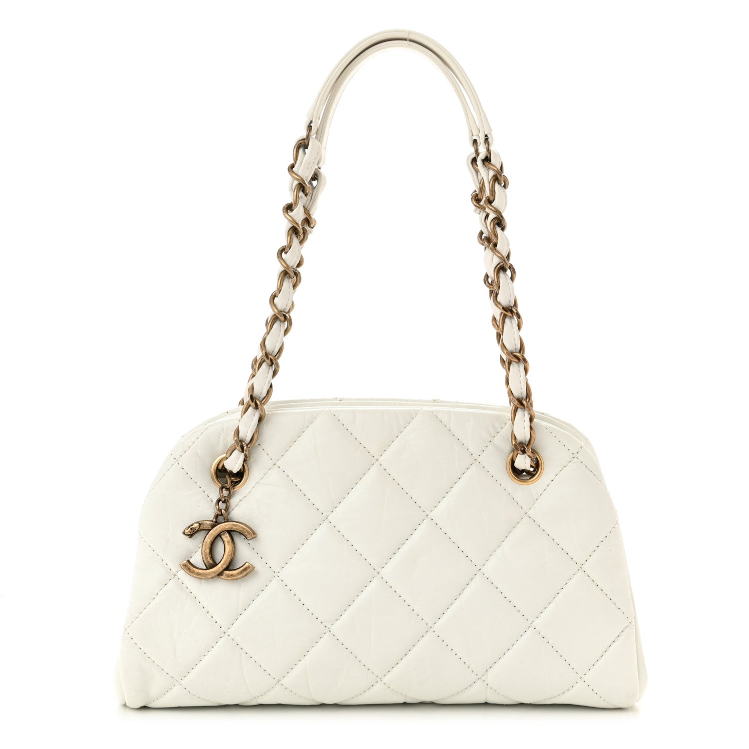 Chanel Aged Calfskin Small Just Mademoiselle Bowling Bag White 1 of 13