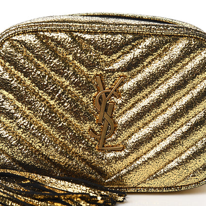 Saint Laurent Crinkled Metallic Calfskin Matelasse Monogram Lou Belt Bag Gold 9 of 10