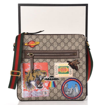 Gucci Soft GG Supreme Monogram Courrier Web Medium Flat Messenger Bag Beige New Acero Multicolor 8 of 8