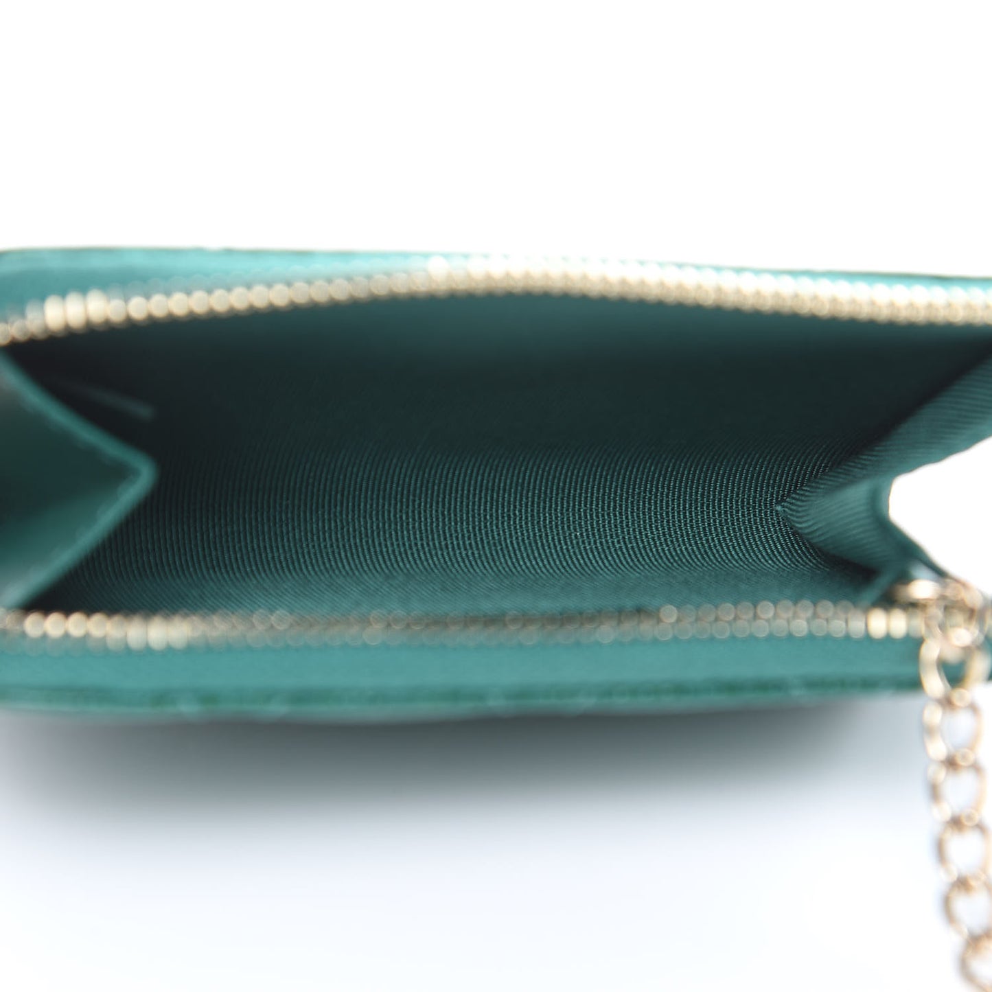 Metallic Caviar Quilted Key Holder Case Green