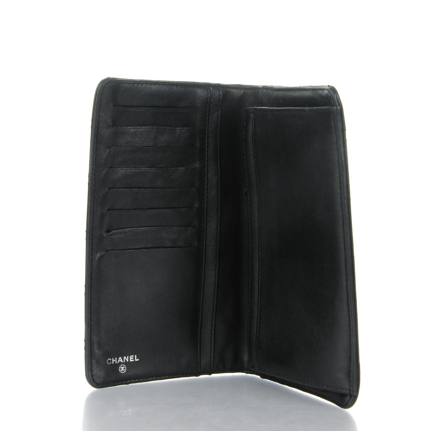 Lambskin Quilted Yen Wallet Black