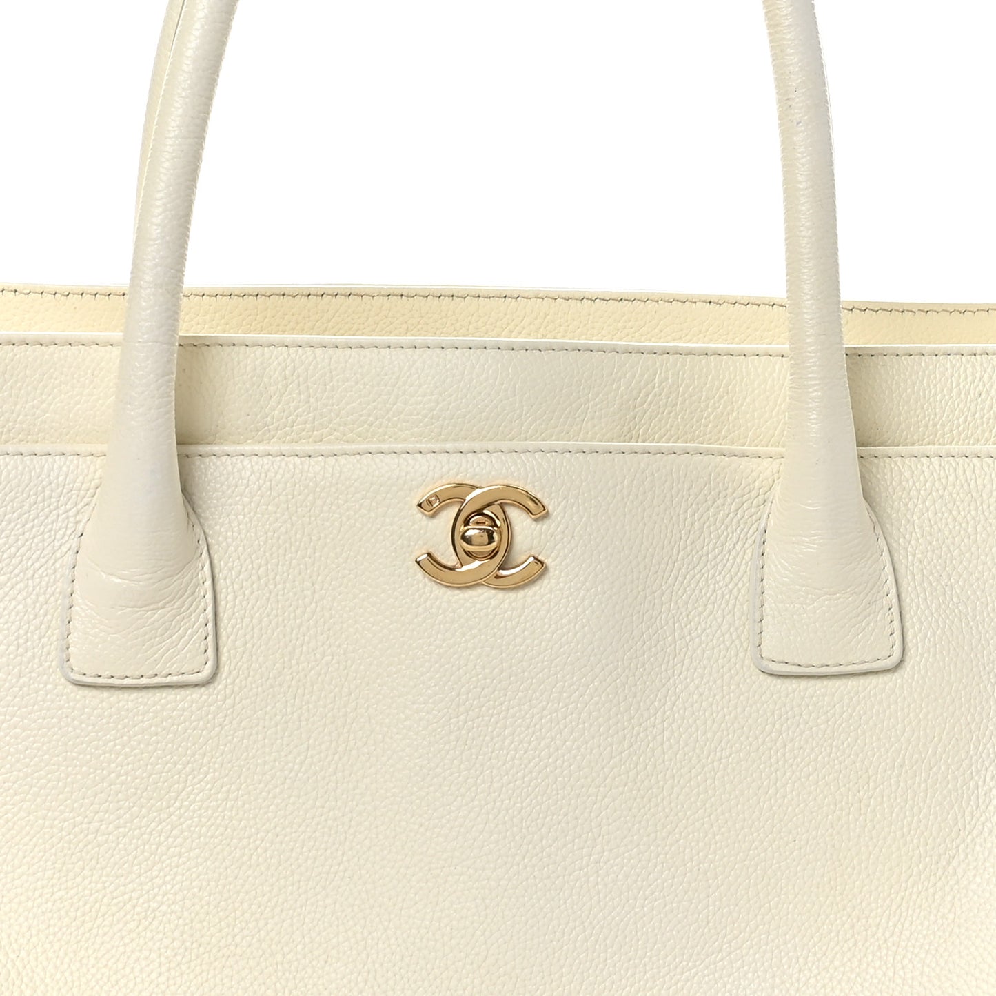 Calfskin Cerf Executive Shopper Tote White