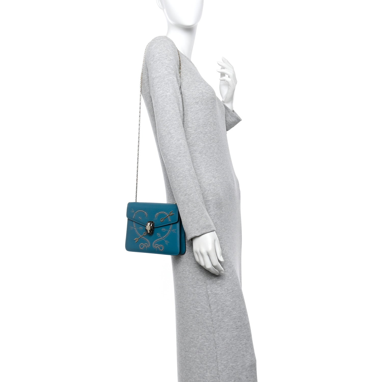 Bulgari Calfskin Studded Serpenti In Love Forever Crossbody Bag Tropical Turquoise 2 of 11