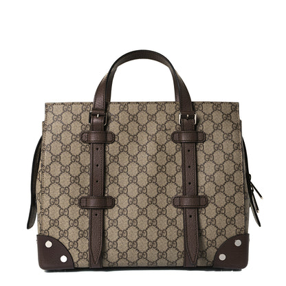 Gucci GG Supreme Monogram Textured Dollar Calfskin Small Detail Tote Beige Ebony New Acero 1 of 6