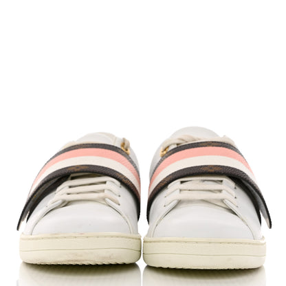 Louis Vuitton Calfskin Monogram Striped Frontrow Sneakers 38.5 White 2 of 11