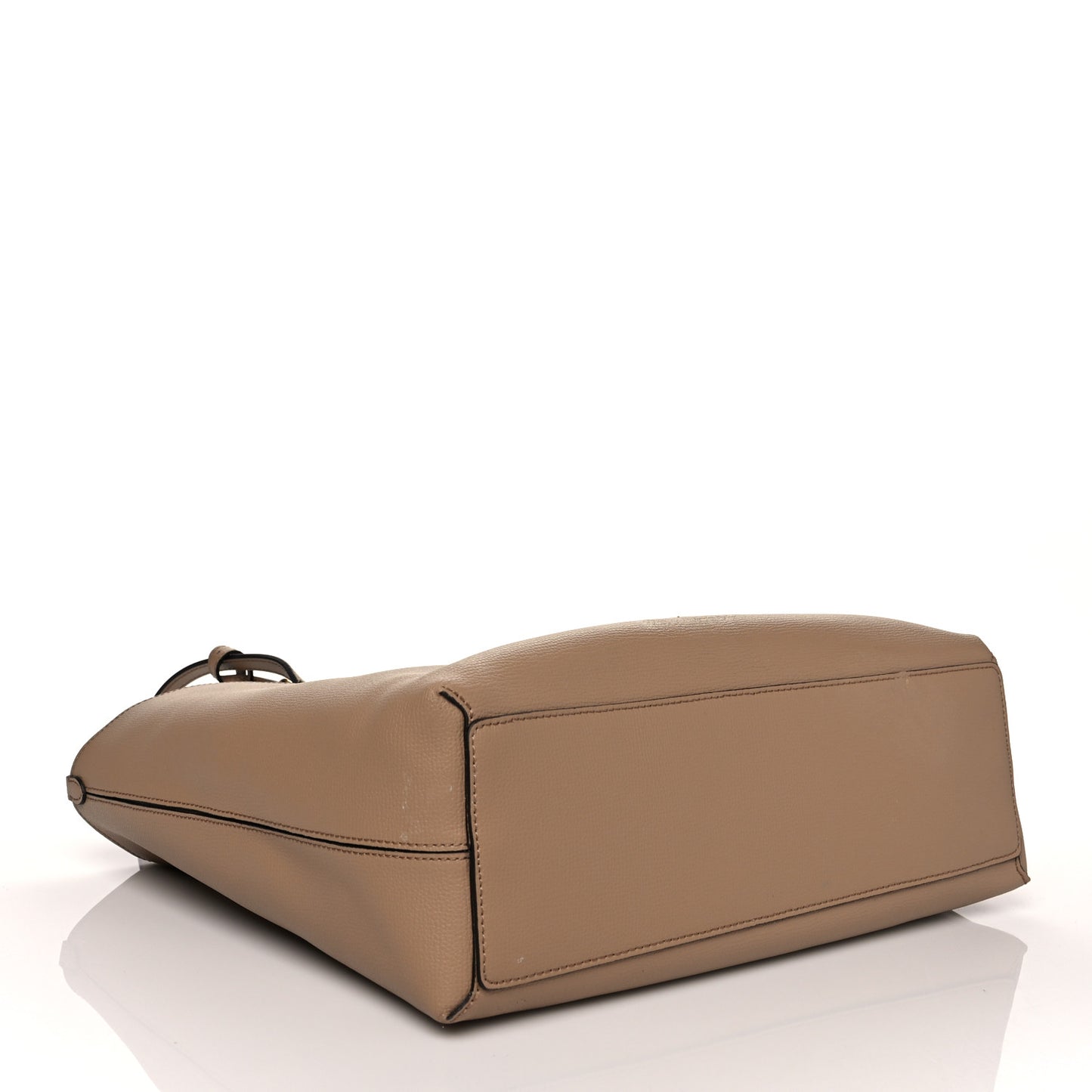 Grainy Calfskin Haymarket Check Medium Reversible Tote Camel