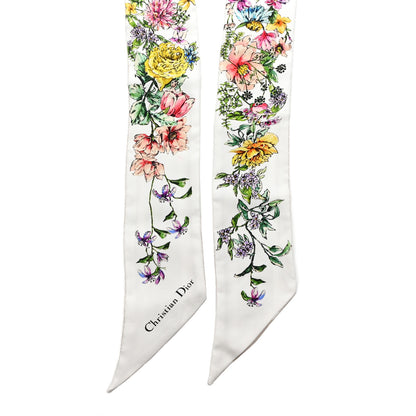 Christian Dior Silk Twill D-Floral Mitzah Scarf White Multicolor 2 of 6