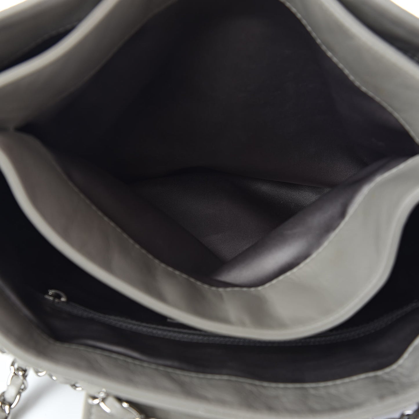 Lambskin Quilted Mademoiselle Accordion Tote Grey