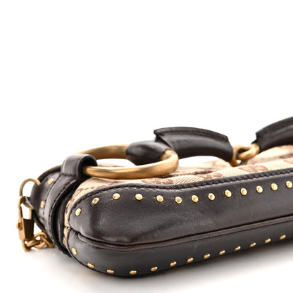 Gucci Monogram Studded Small Horsebit Clutch Dark Brown 8 of 9