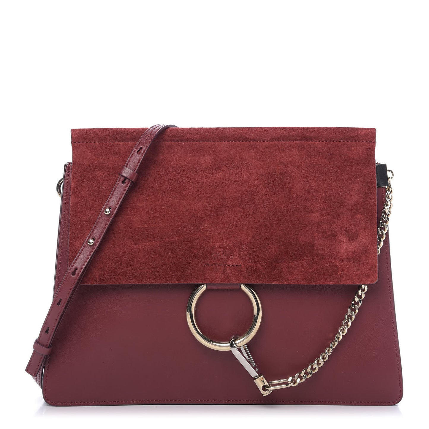 Calfskin Suede Medium Faye Shoulder Bag Plum Purple