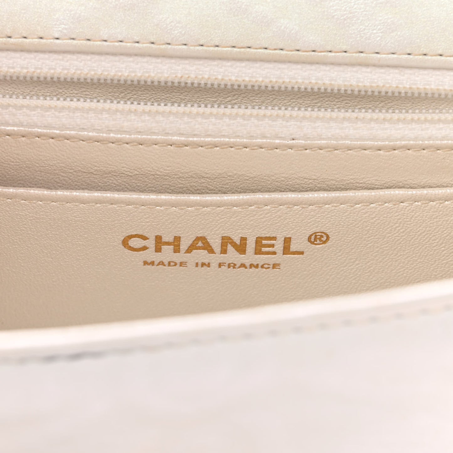 Iridescent Calfskin Embossed 2.55 Reissue Mini Flap White